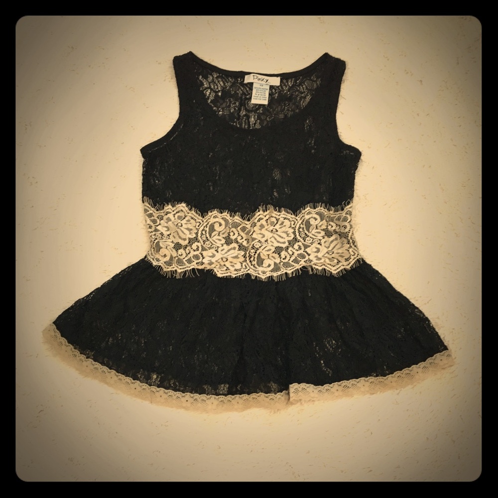 Pinky brand laced blouse top black and cream